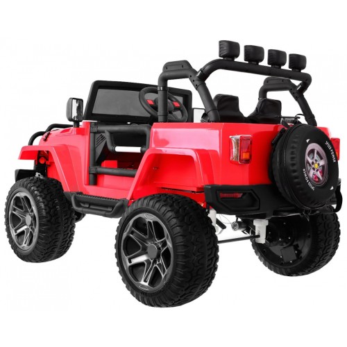 Terénne auto typu jeep Monster 4x4 pre deti Červený + Diaľkové ovládanie + Nastaviteľné sedadlo + MP3 LED + Batožinový priestor 