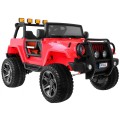 Terénne auto typu jeep Monster 4x4 pre deti Červený + Diaľkové ovládanie + Nastaviteľné sedadlo + MP3 LED + Batožinový priestor 
