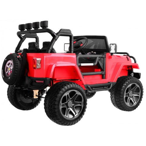 Terénne auto typu jeep Monster 4x4 pre deti Červený + Diaľkové ovládanie + Nastaviteľné sedadlo + MP3 LED + Batožinový priestor 