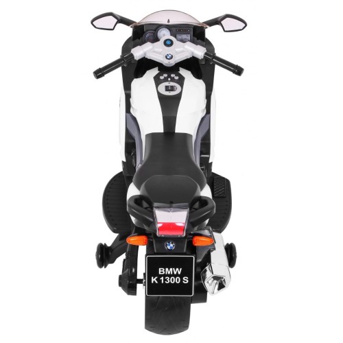 Motorka na batériu BMW K1300S pre deti Biely + Pomocné kolieska + Zvuky Svetlá + Pomalý štart