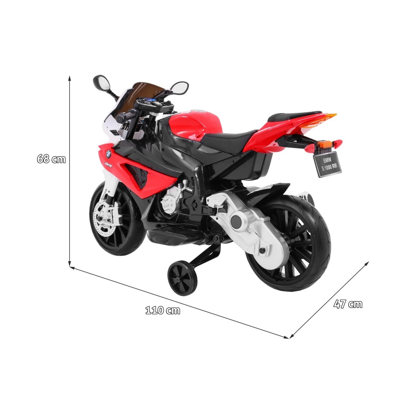 Motorka na batériu BMW S1000 RR pre deti Červený + Pomocné koliečka + Stojan