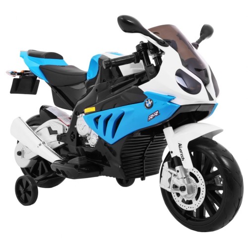 Motorka na batériu BMW S1000 RR pre deti Modrý + Pomocné koliečka + Stojan
