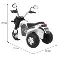 Motorka MiniBike na batériu pre deti Biela + Zvuky + LED svetlá + Ekokoža