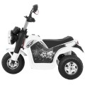 Motorka MiniBike na batériu pre deti Biela + Zvuky + LED svetlá + Ekokoža