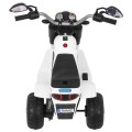 Motorka MiniBike na batériu pre deti Biela + Zvuky + LED svetlá + Ekokoža