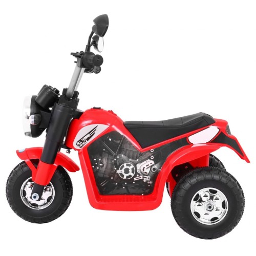 Motorka MiniBike na batériu pre deti Červená + Zvuky + LED svetlá + Ekokoža