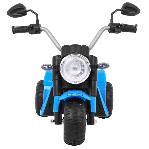Motorka MiniBike na batériu pre deti Modrá + Zvuky + LED svetlá + Ekokoža