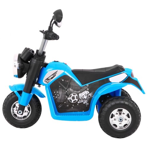 Motorka MiniBike na batériu pre deti Modrá + Zvuky + LED svetlá + Ekokoža