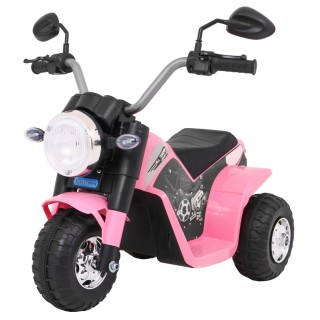 Motorka MiniBike na batériu pre deti Ružová + Zvuky + LED svetlá + Ekokoža