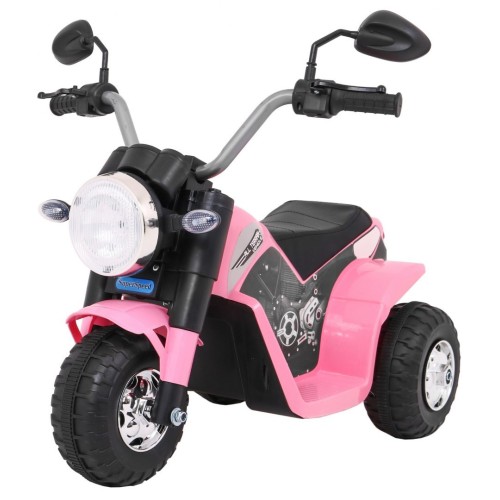 Motorka MiniBike na batériu pre deti Ružová + Zvuky + LED svetlá + Ekokoža