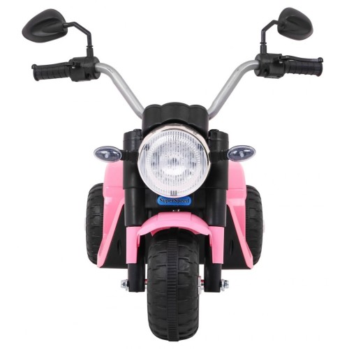 Motorka MiniBike na batériu pre deti Ružová + Zvuky + LED svetlá + Ekokoža