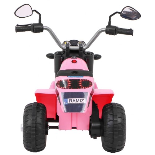 Motorka MiniBike na batériu pre deti Ružová + Zvuky + LED svetlá + Ekokoža