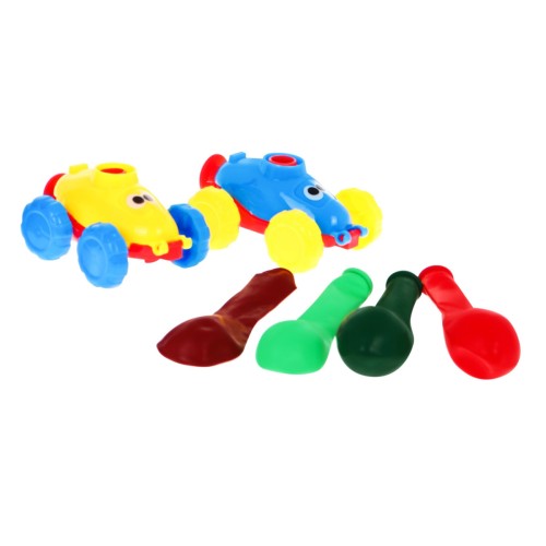 Sada autíčok s balónikovým pohonom pre deti 3+ Pumpička na balóny + 2 autíčka + 4 balóniky