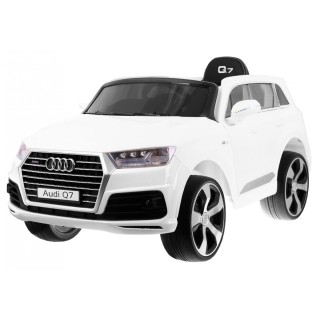 Audi Q7 Lift na batériu pre deti Biele + Diaľkové ovládanie + Pomalý štart + EVA + Ekokoža + MP3 LED