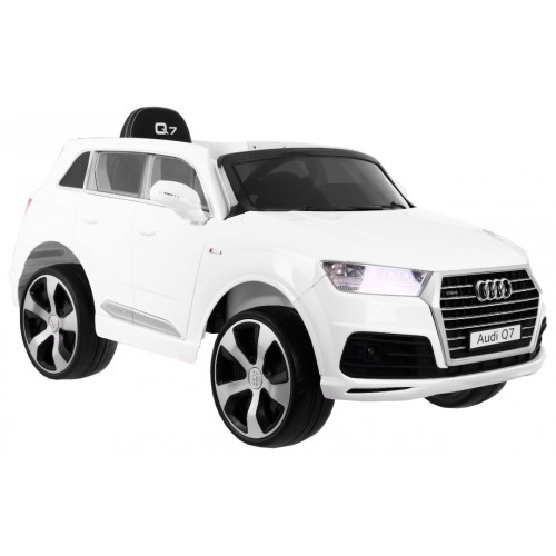 Audi Q7 Lift na batériu pre deti Biele + Diaľkové ovládanie + Pomalý štart + EVA + Ekokoža + MP3 LED