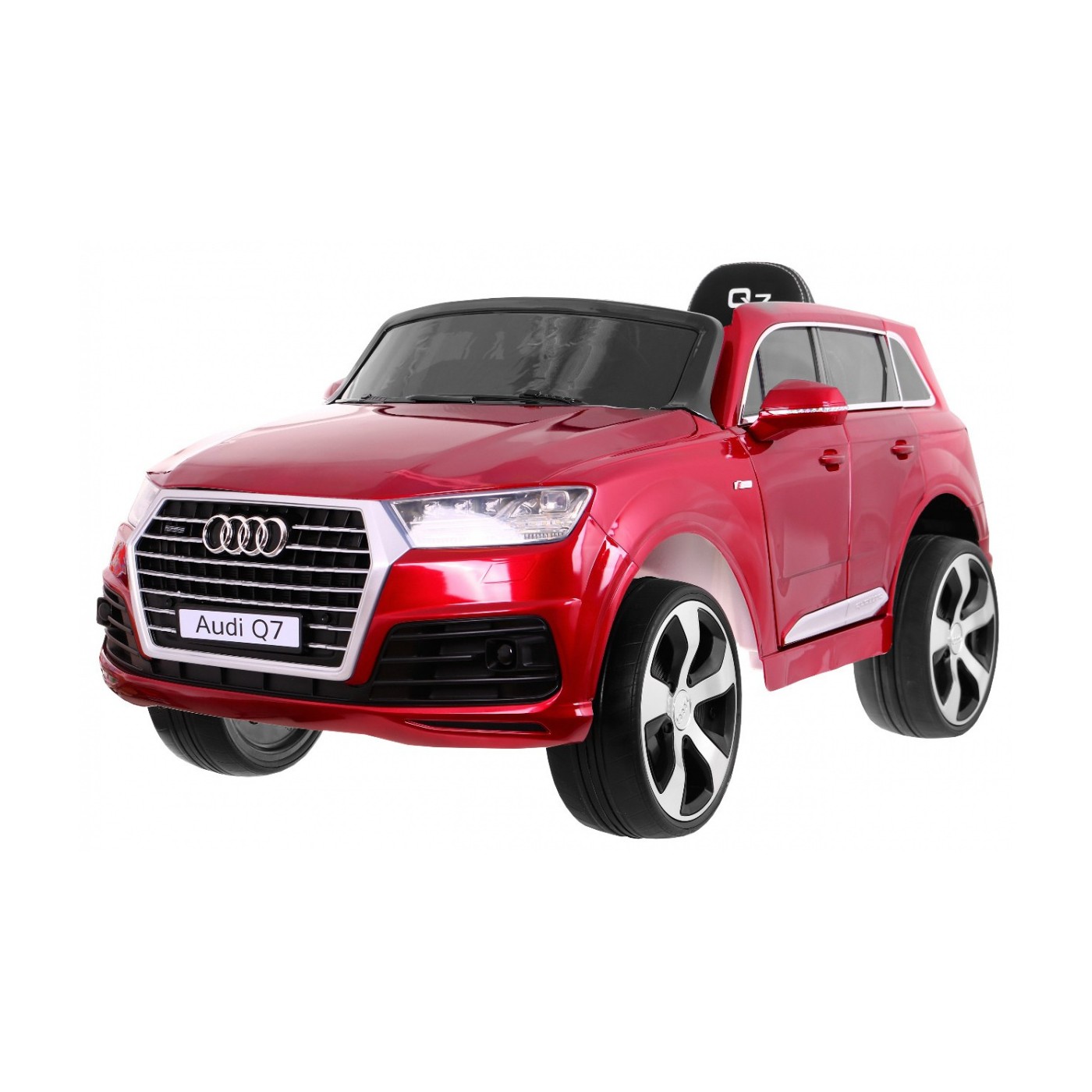 Audi Q7 Lift na batériu pre deti Lakované Červené + Diaľkové ovládanie + Pomalý štart + EVA + MP3 LED