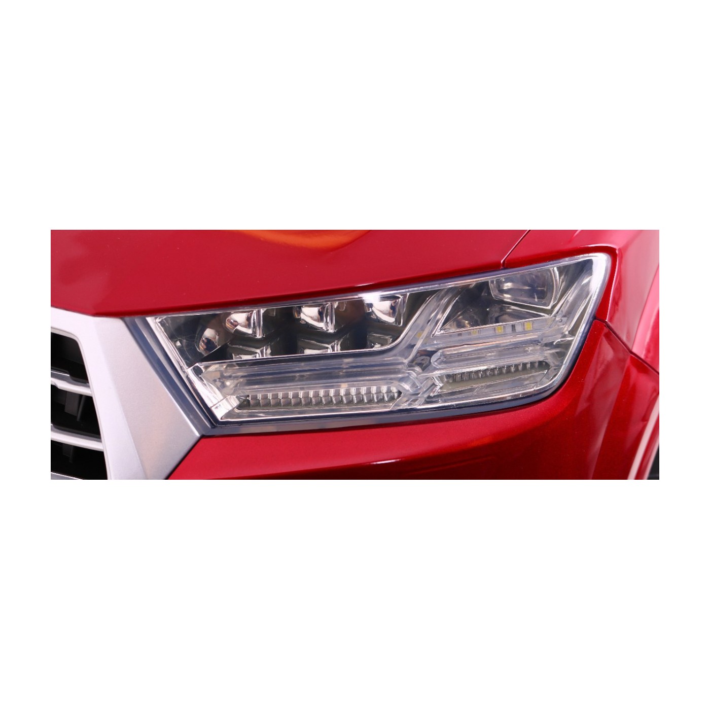 Audi Q7 Lift na batériu pre deti Lakované Červené + Diaľkové ovládanie + Pomalý štart + EVA + MP3 LED