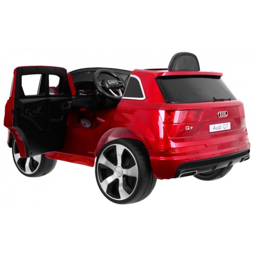 Audi Q7 Lift na batériu pre deti Lakované Červené + Diaľkové ovládanie + Pomalý štart + EVA + MP3 LED