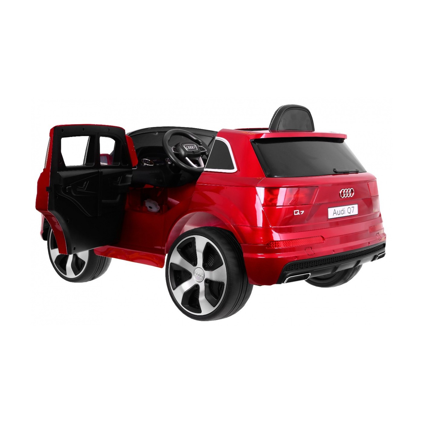 Audi Q7 Lift na batériu pre deti Lakované Červené + Diaľkové ovládanie + Pomalý štart + EVA + MP3 LED