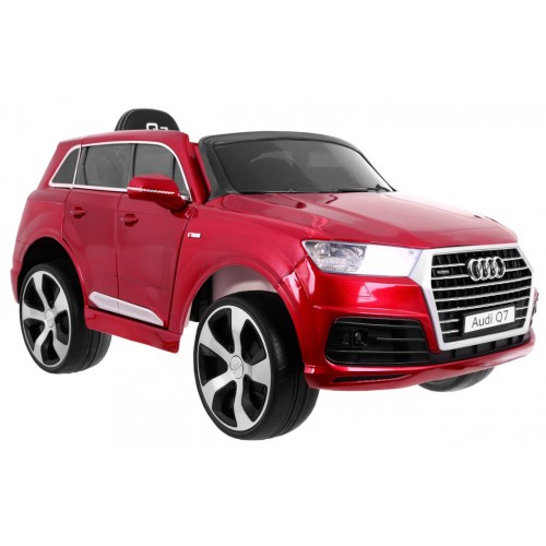 Audi Q7 Lift na batériu pre deti Lakované Červené + Diaľkové ovládanie + Pomalý štart + EVA + MP3 LED