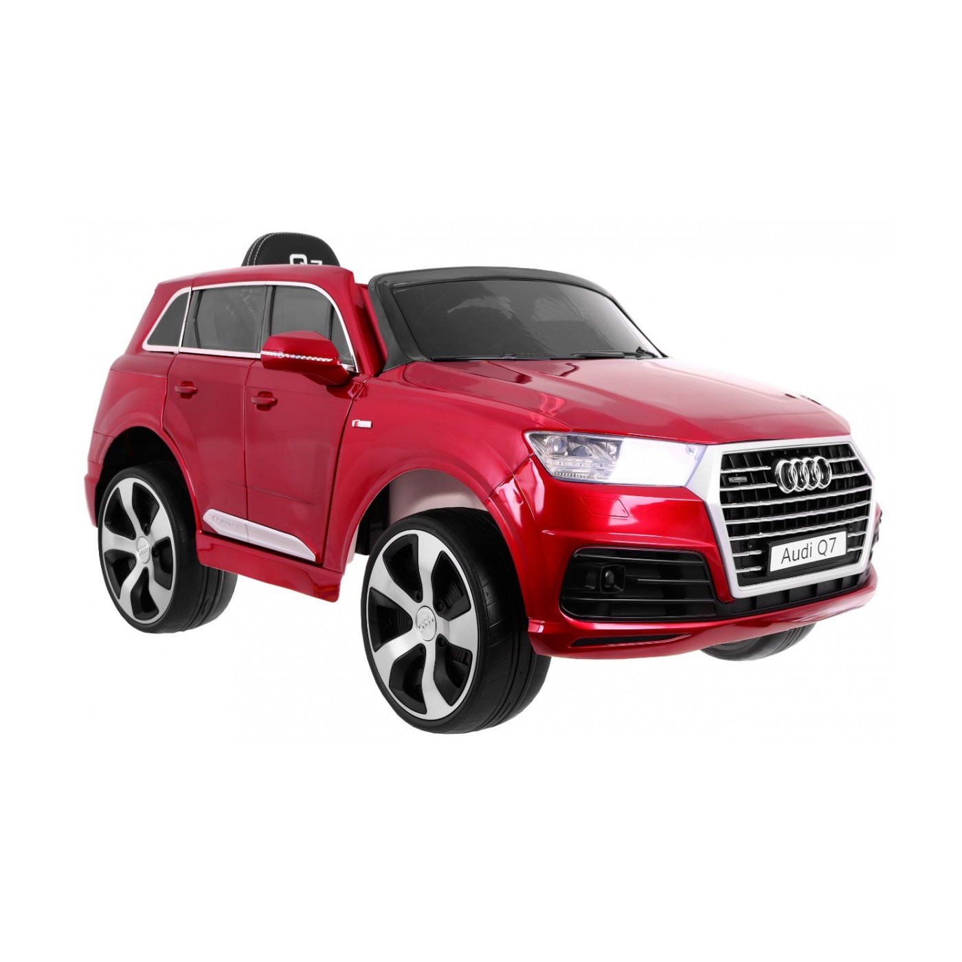 Audi Q7 Lift na batériu pre deti Lakované Červené + Diaľkové ovládanie + Pomalý štart + EVA + MP3 LED