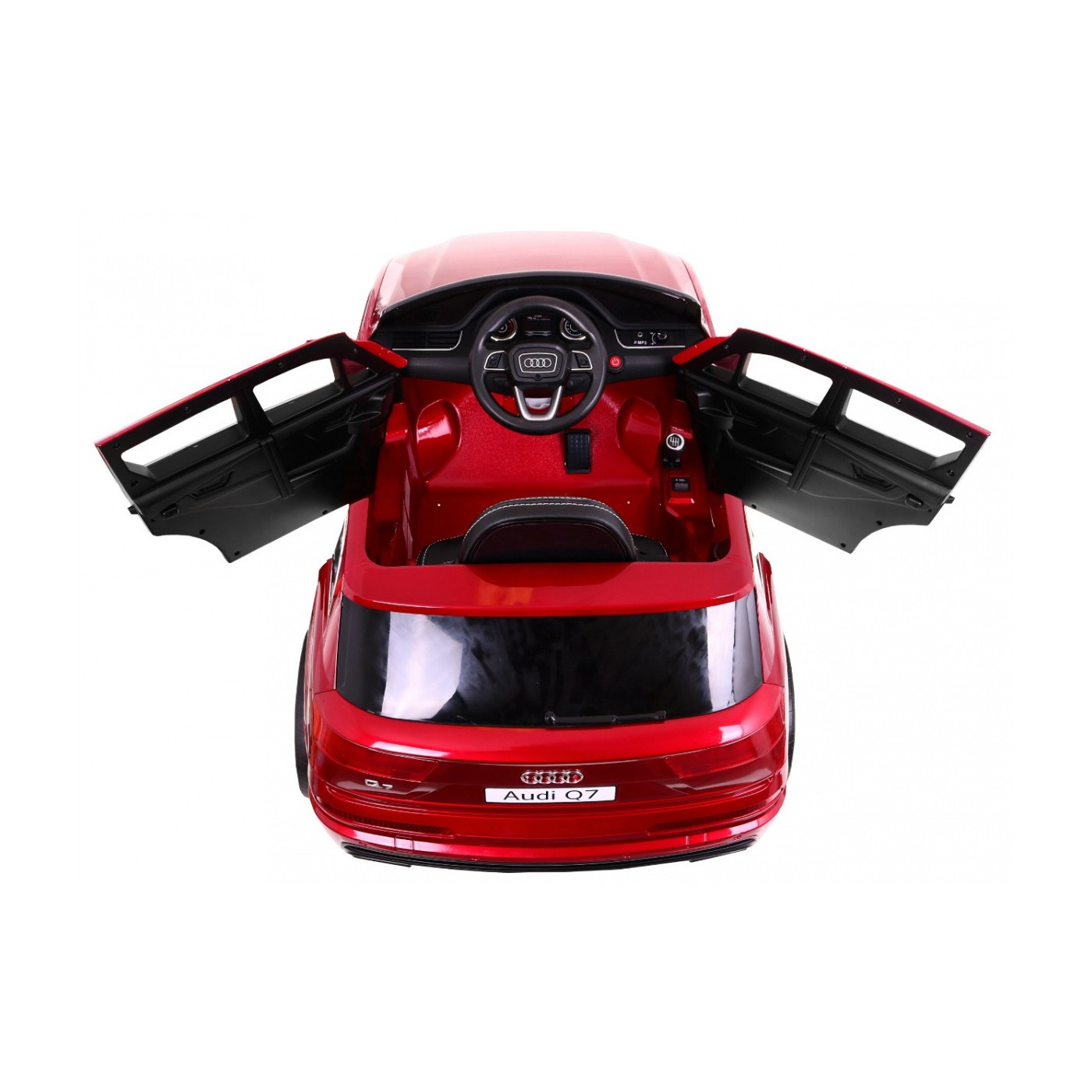 Audi Q7 Lift na batériu pre deti Lakované Červené + Diaľkové ovládanie + Pomalý štart + EVA + MP3 LED