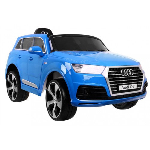 Audi Q7 Lift na batériu pre deti Lakované Modré + Diaľkové ovládanie + Pomalý štart + EVA + MP3 LED