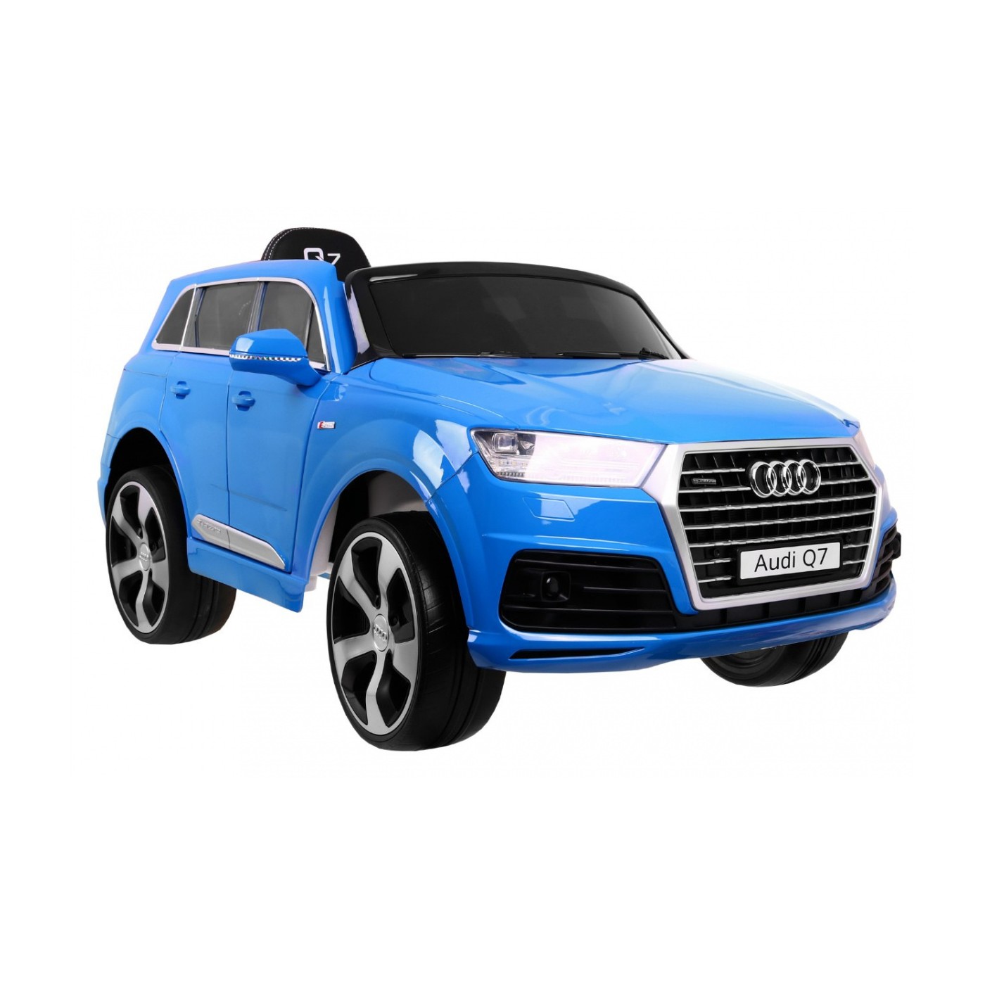 Audi Q7 Lift na batériu pre deti Lakované Modré + Diaľkové ovládanie + Pomalý štart + EVA + MP3 LED