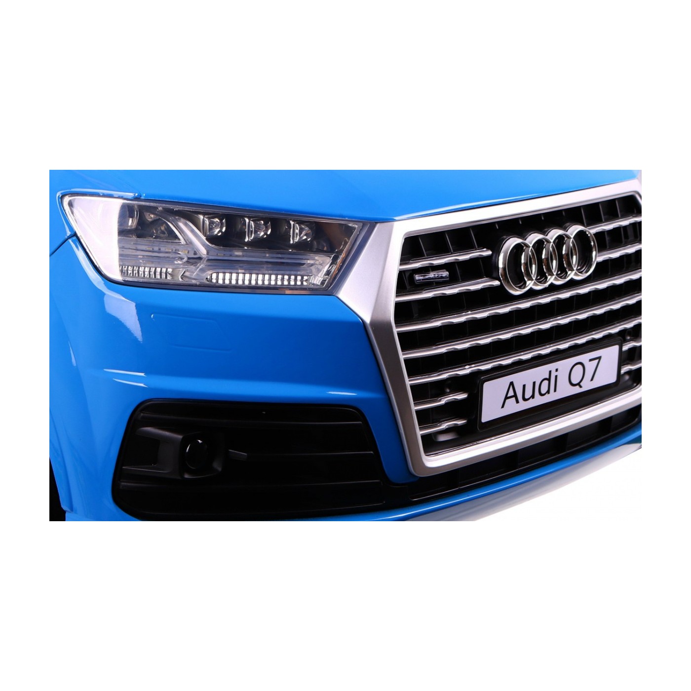 Audi Q7 Lift na batériu pre deti Lakované Modré + Diaľkové ovládanie + Pomalý štart + EVA + MP3 LED
