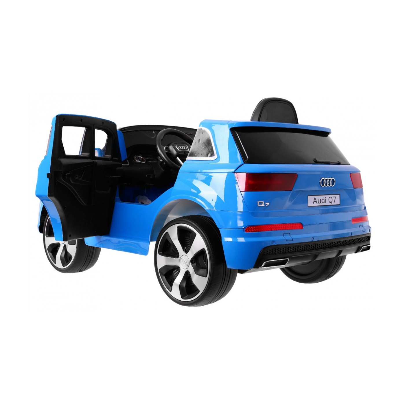 Audi Q7 Lift na batériu pre deti Lakované Modré + Diaľkové ovládanie + Pomalý štart + EVA + MP3 LED