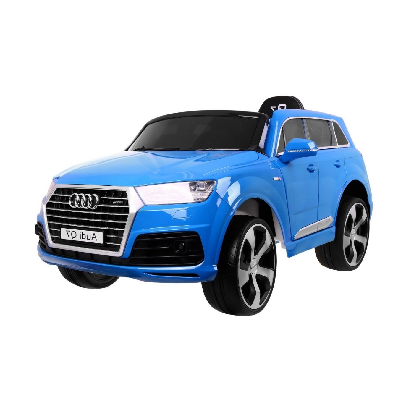 Audi Q7 Lift na batériu pre deti Lakované Modré + Diaľkové ovládanie + Pomalý štart + EVA + MP3 LED