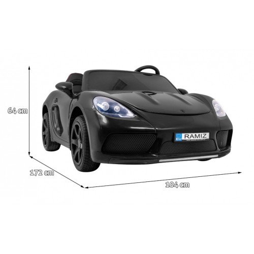 Perfecta Auto pre 2 deti Čierna + Nafukovacie kolesá + Bezkefkový motor + MP3 LED + Pomalý štart