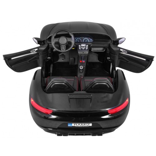 Perfecta Auto pre 2 deti Čierna + Nafukovacie kolesá + Bezkefkový motor + MP3 LED + Pomalý štart