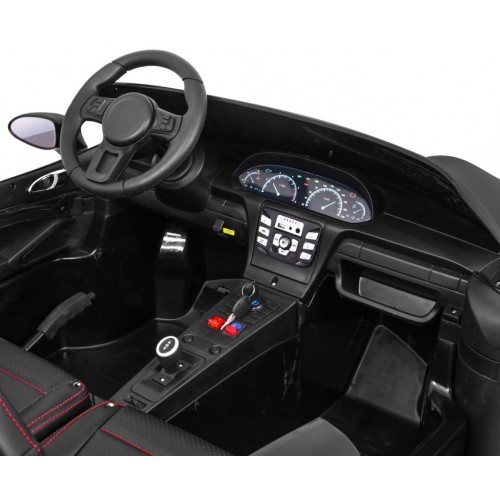 Perfecta Auto pre 2 deti Čierna + Nafukovacie kolesá + Bezkefkový motor + MP3 LED + Pomalý štart