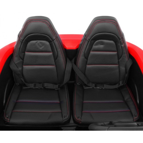 Perfecta Auto pre 2 deti Červená + Nafukovacie kolesá + Bezkefkový motor + MP3 LED + Pomalý štart