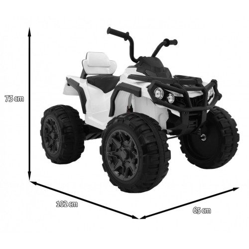 Quad ATV 2.4GHz na batériu pre deti Biely + Diaľkové ovládanie + Kolesá EVA + Rádio MP3 + Pomalý štart