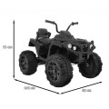 Quad ATV 2.4GHz na batériu pre deti Čierna + Diaľkové ovládanie + Kolesá EVA + Rádio MP3 + Pomalý štart
