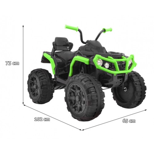Quad ATV na batériu pre deti Čierno-zeleýá + Kolesá EVA + Rádio MP3 + LED +Pomalý štart