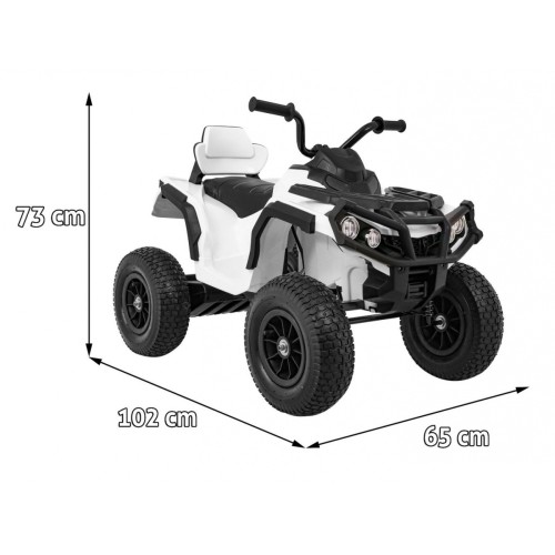 Quad ATV Air na batériu pre deti Biele + Nafukovacie kolesá + Rádio MP3 + Pomalý štart