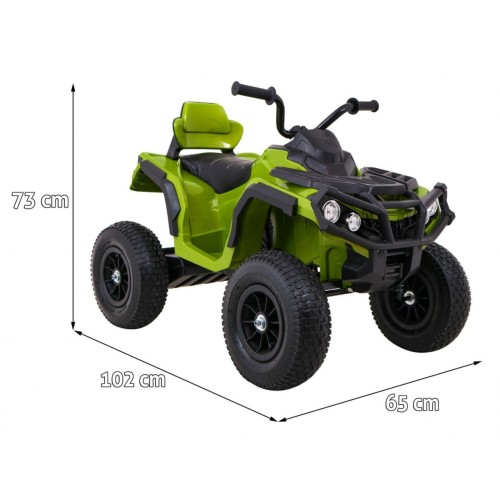 Quad ATV Air na batériu pre deti Zelené + Nafukovacie kolesá + Rádio MP3 + Pomalý štart