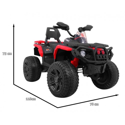 Quad Maverick 4x4 Elektrické vozidlo pre deti Červené + Kolesá EVA + Audio panel + LED