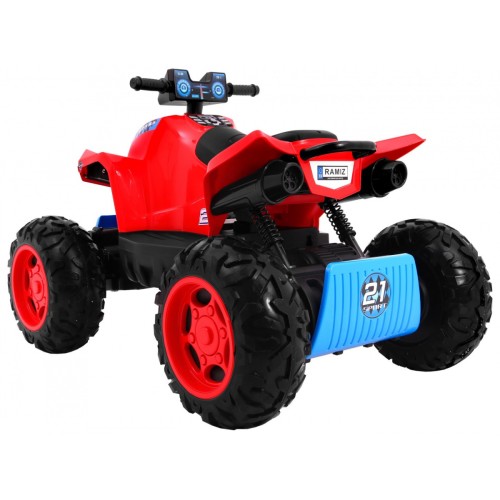 Quad na batériu Šport Run pre deti Červený + Pohon 4x4 + LED + Rádio MP3