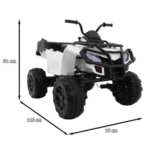 Quad XL ATV na batériu pre deti Biely + Pohon 4x4 + Batožinový priestor + Pomalý štart + EVA + Audio LED
