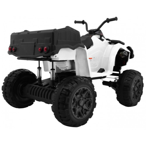 Quad XL ATV na batériu pre deti Biely + Pohon 4x4 + Batožinový priestor + Pomalý štart + EVA + Audio LED