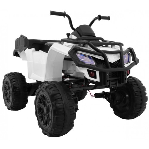 Quad XL ATV na batériu pre deti Biely + Pohon 4x4 + Batožinový priestor + Pomalý štart + EVA + Audio LED