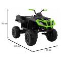 Quad XL ATV na batériu pre deti Čierno-Zelený + Pohon 4x4 + Batožinový priestor + Pomalý štart + EVA + Audio LED