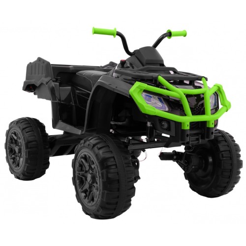 Quad XL ATV na batériu pre deti Čierno-Zelený + Pohon 4x4 + Batožinový priestor + Pomalý štart + EVA + Audio LED