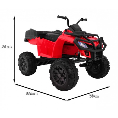 Quad XL ATV na batériu pre deti Červený + Pohon 4x4 + Batožinový priestor + Pomalý štart + EVA + Audio LED