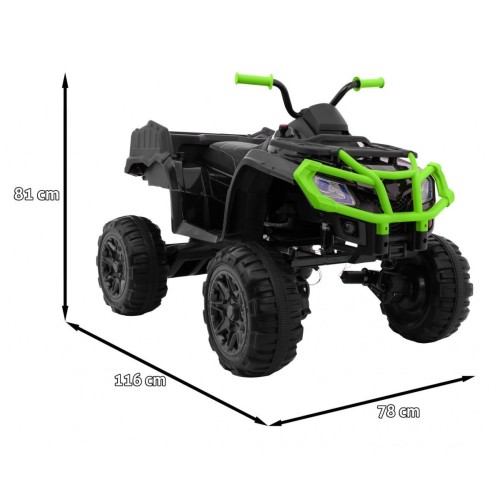 Quad XL ATV 2,4GHz na batériu pre deti Čierno-Zelený + Ovládač + Pohon 4x4 + Batožinový priestor + Pomalý štart + EVA + Audio LE