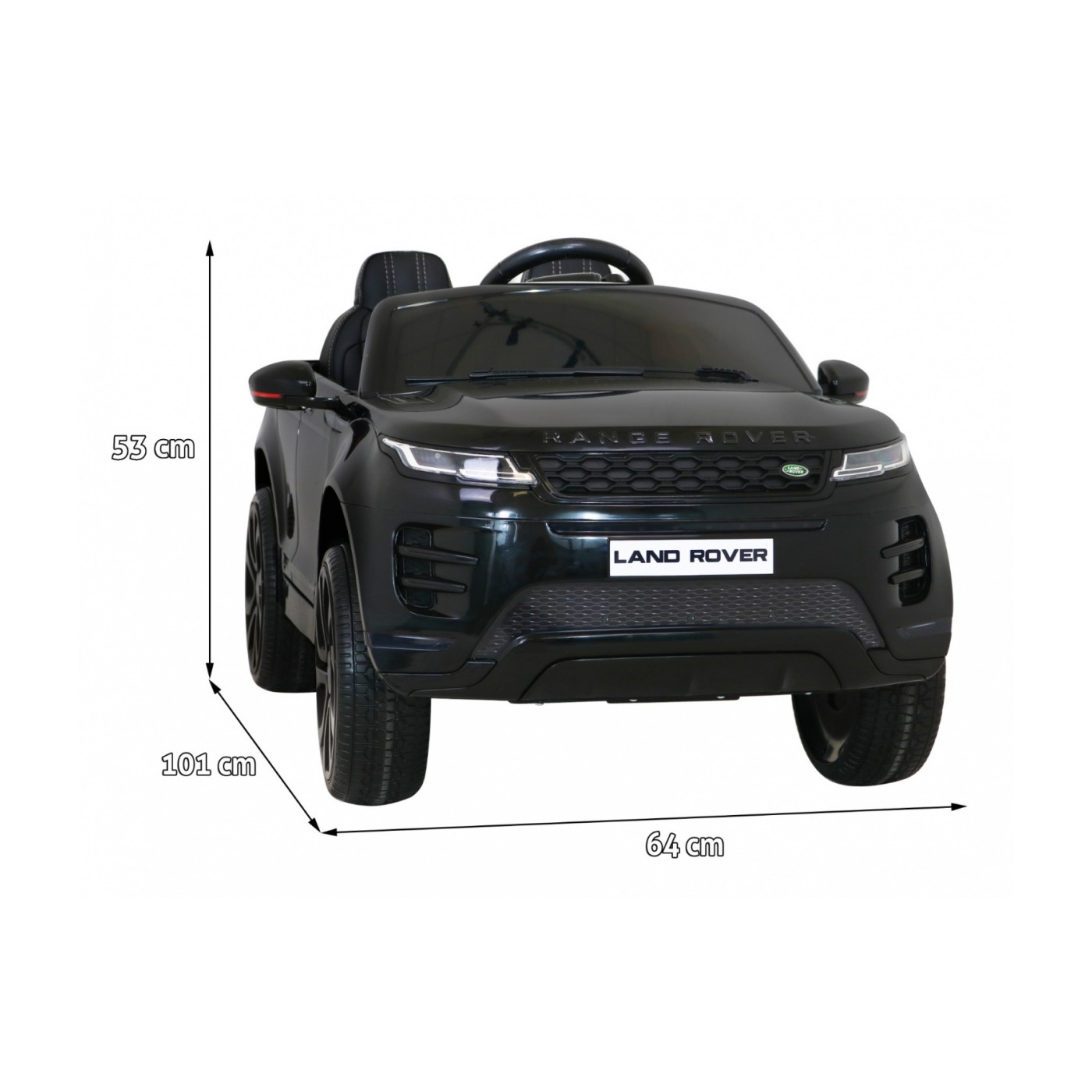 Range Rover Evoque na batériu pre deti Čierny + Ovládač + Pomalý štart + MP3 LED